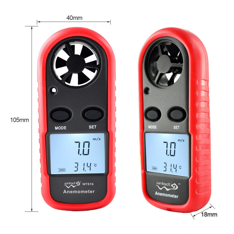 Анемометр цифровий 0,1-30 м/с, -10-45 °C WINTACT WT816 Чернігів - фото 4