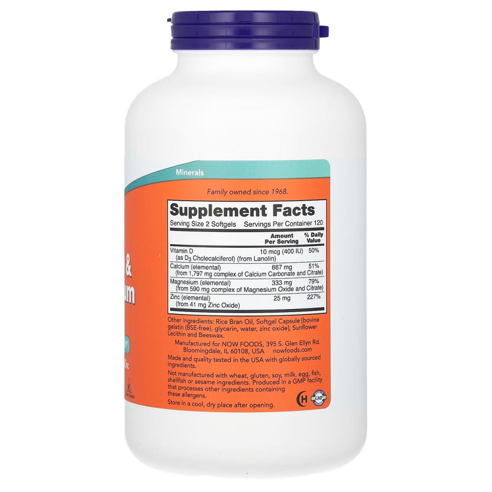 Кальцій і магній Now Foods Calcium&Magnesium 240 гелевих капсул Київ - фото 2