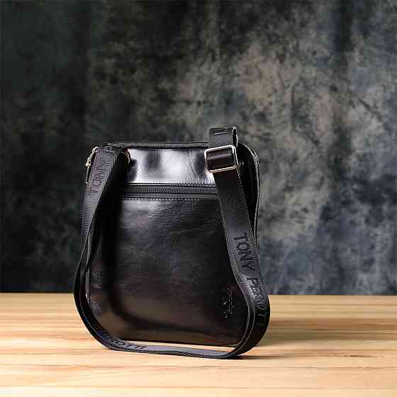 Мужская сумка через плечо из гладкой натуральной кожи Tony Perotti 20855_1 (9137-20 nero) Черный Киев