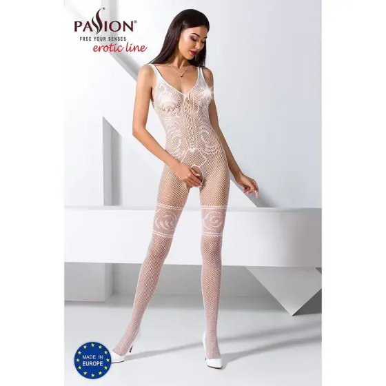 Бодістокінг Passion BS069 white, комбінезон, імітація панчох і боді Львів