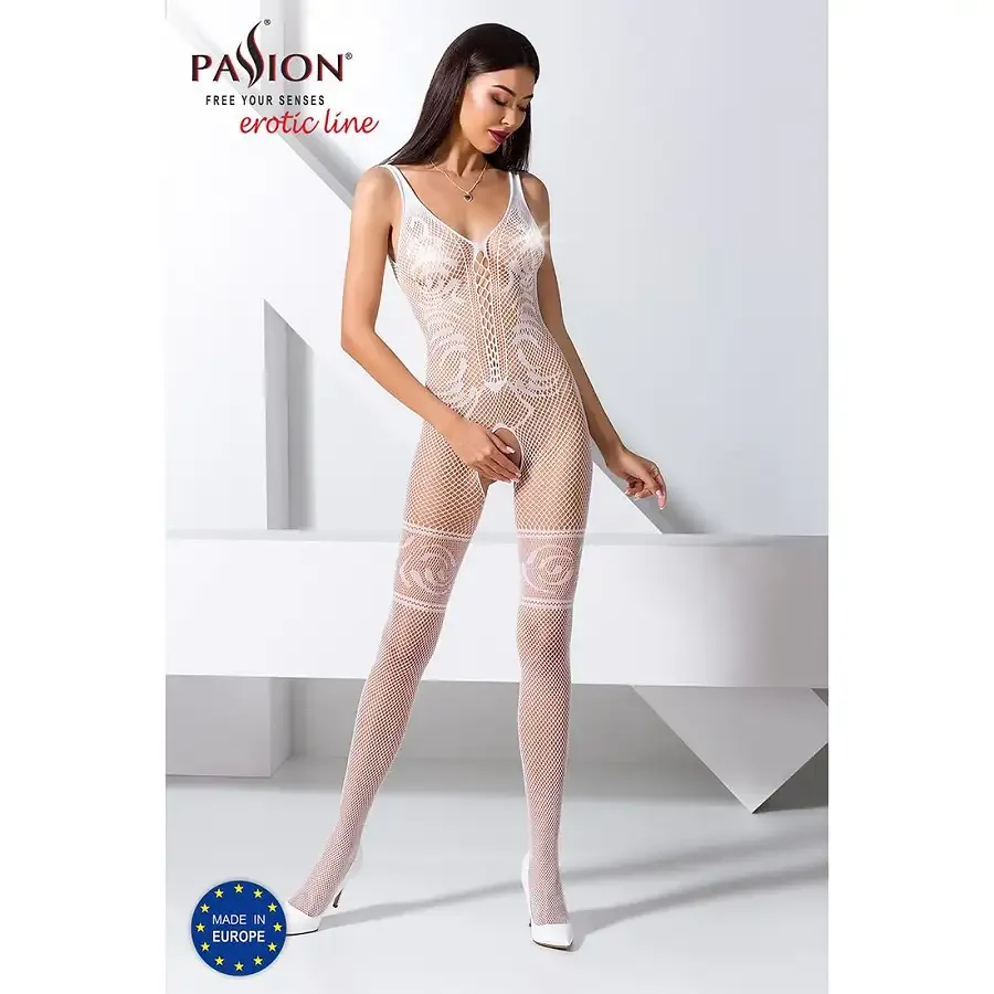 Бодістокінг Passion BS069 white, комбінезон, імітація панчох і боді Львів - фото 2
