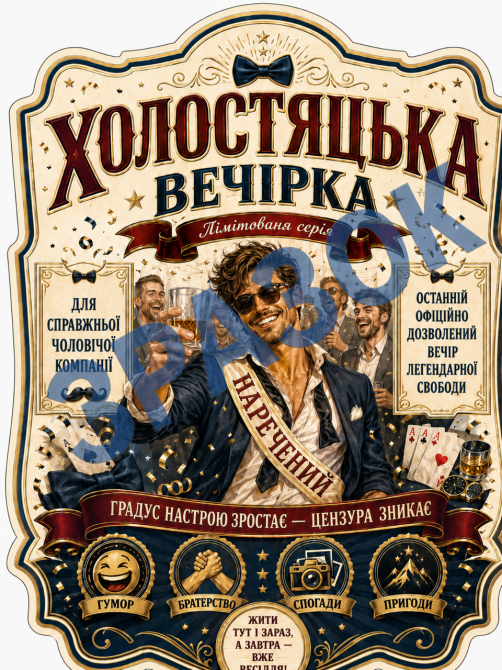 Этикетки на бутылку для мальчишника, наклейки на алкоголь на холостяцкую вечеринку, именной подарок для друга Одесса - изображение 1