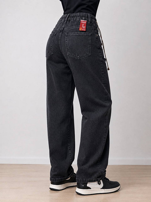 Джинсы женские Vanver 82219 Mom Baggy бананы на резинке стрейчевые черные, черный, З6, 36, 102 см, 128 см Киев - изображение 3