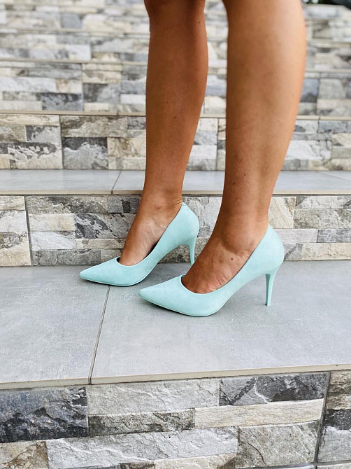 Comer Туфли женские COMER бирюзовые эко-замша высота каблука 8.5 см размеры 38р.39р. ( 2394) Коломия - фото 7