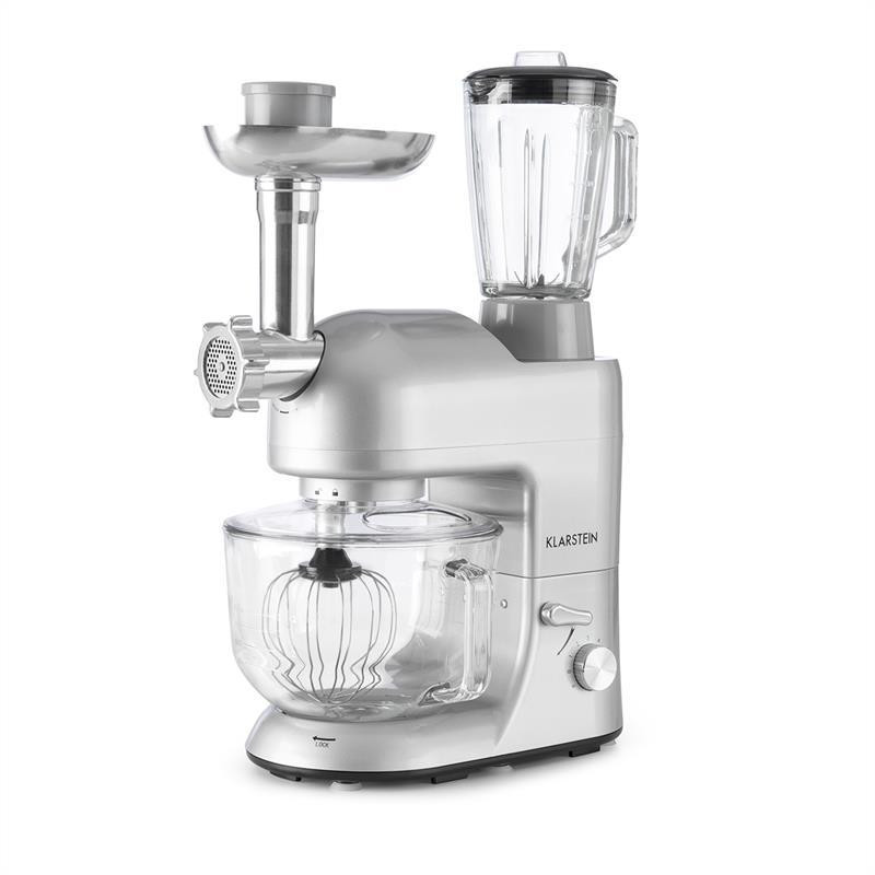 Кухонний комбайн Lucia Argentea 2G, блендер-м'ясорубка, 1300 Вт, без BPA, сріблястий (Німеччина, читати Рівне - фото 9