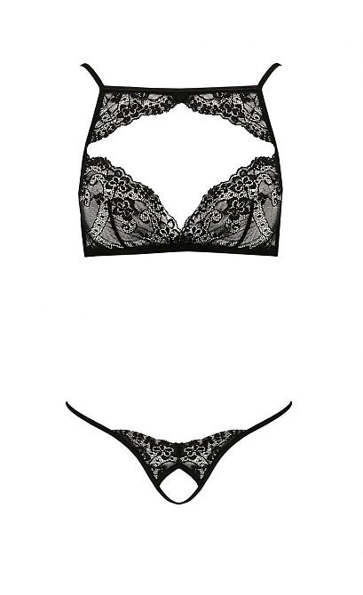 Комплект белья с декоративным элементом VERONIQUE SET black S/M - Passion Sex Aura Киев - изображение 3