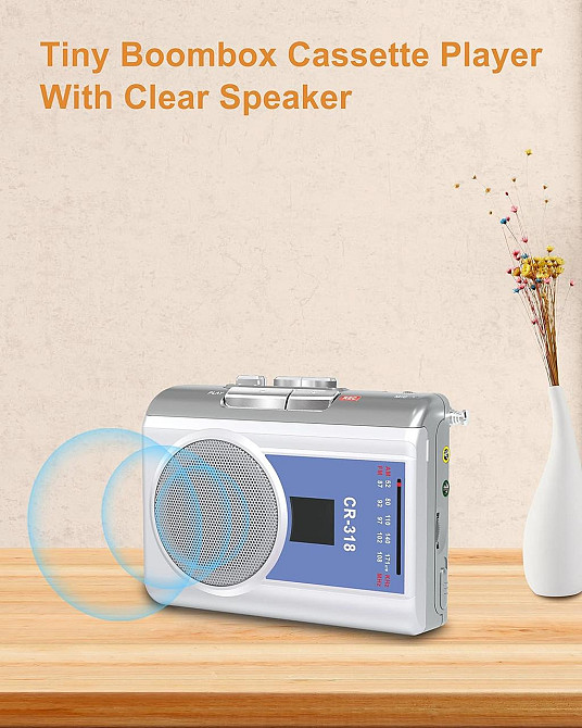 Магнитофон с AM FM портативный винтажный магнитофон с разъемом для наушников встроенный микрофон громкоговоритель для прогулок, Днепр - изображение 7