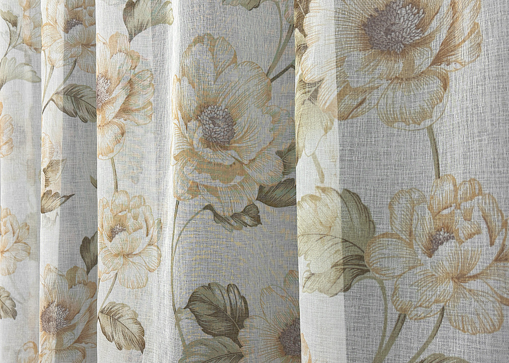 Тюль VR-Textil 1865т Flora Батист Белый с зеленым и оранжевым 300х270 см (42-0823) Киев - изображение 5