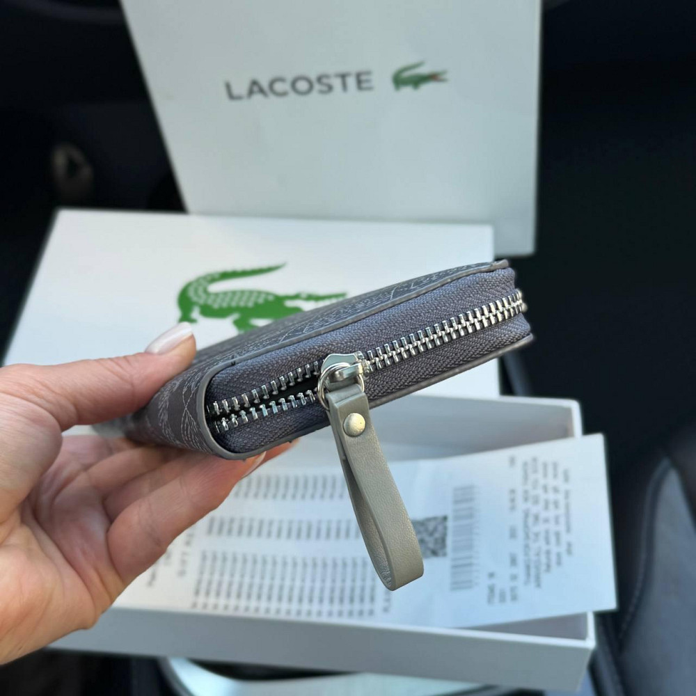 Мужской брендовый кошелек Lacoste (А7) серый Киев - изображение 2