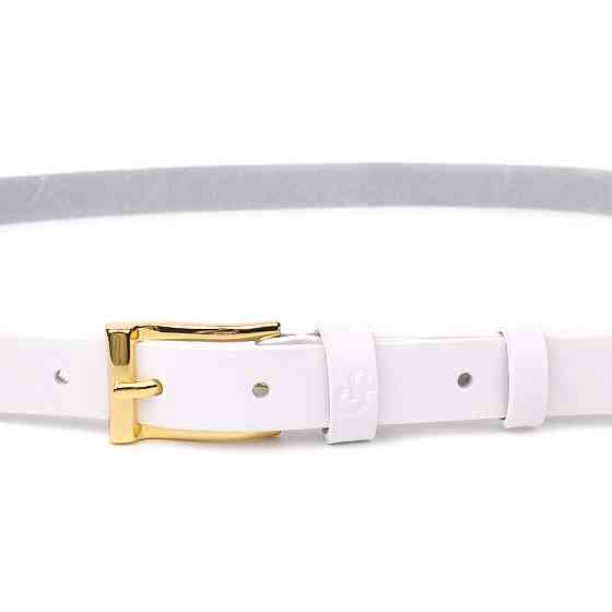 Стильний тонкий шкіряний ремінь для жінок GRANDE PELLE 22948 Білий Київ