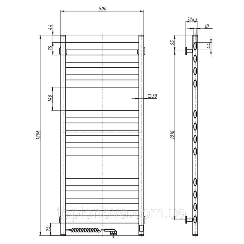 Полотенцесушитель Ellipse 500х1200 Sensor левый, чёрный муар Черновцы - изображение 4