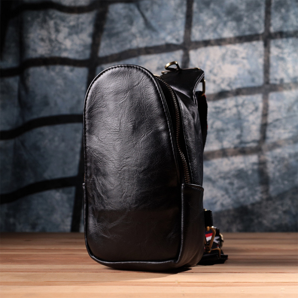 Жіночий слінг сумка через плече з екошкіри Vintage sale_15117 Чорний Київ - фото 9