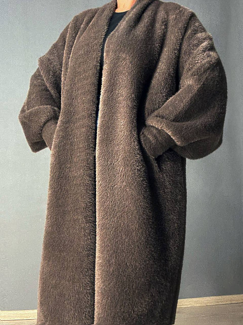 Кардиган жіночий Fancy Matinee 30740 ангора довгий з кишенями, коричневий, one size Київ - фото 5