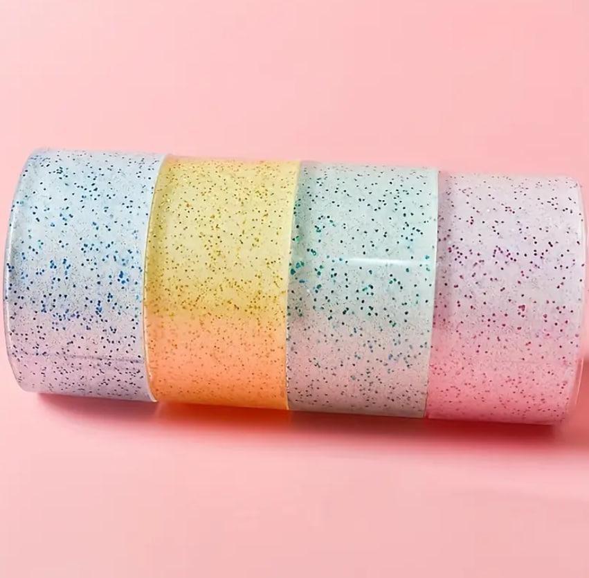 Набір двосторонніх нано стрічок Bubble Kit (4 рулони різнокольорові) з блискітками для видування бул Київ - фото 2