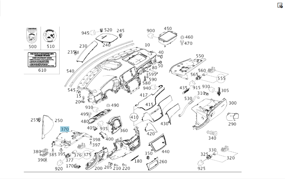 Mercedes-Benz  A1666804903 9051 Накладка під торпедою чорна зліва ML/GLE W166 GLE Coupe C292 GL/GLS X166 Одеса - фото 2