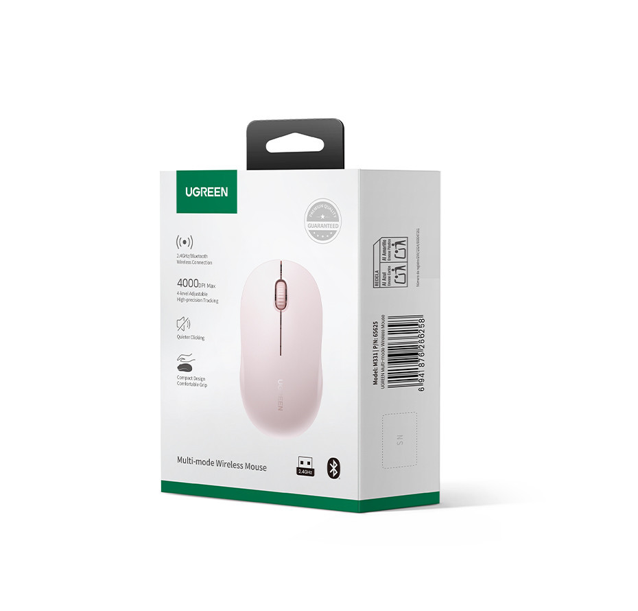 Маніпулятор миша бездротова UGREEN M331 Multi-mode Wireless Mouse Pink Одеса - фото 12
