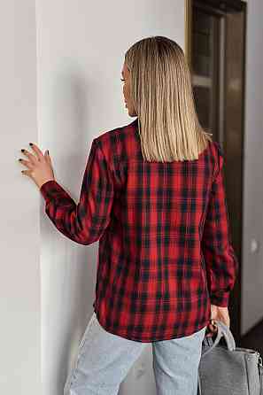 Жіноча сорочка в клітинку оверсайз "Wise" | Норма і батал Червоний, 50-52 Київ