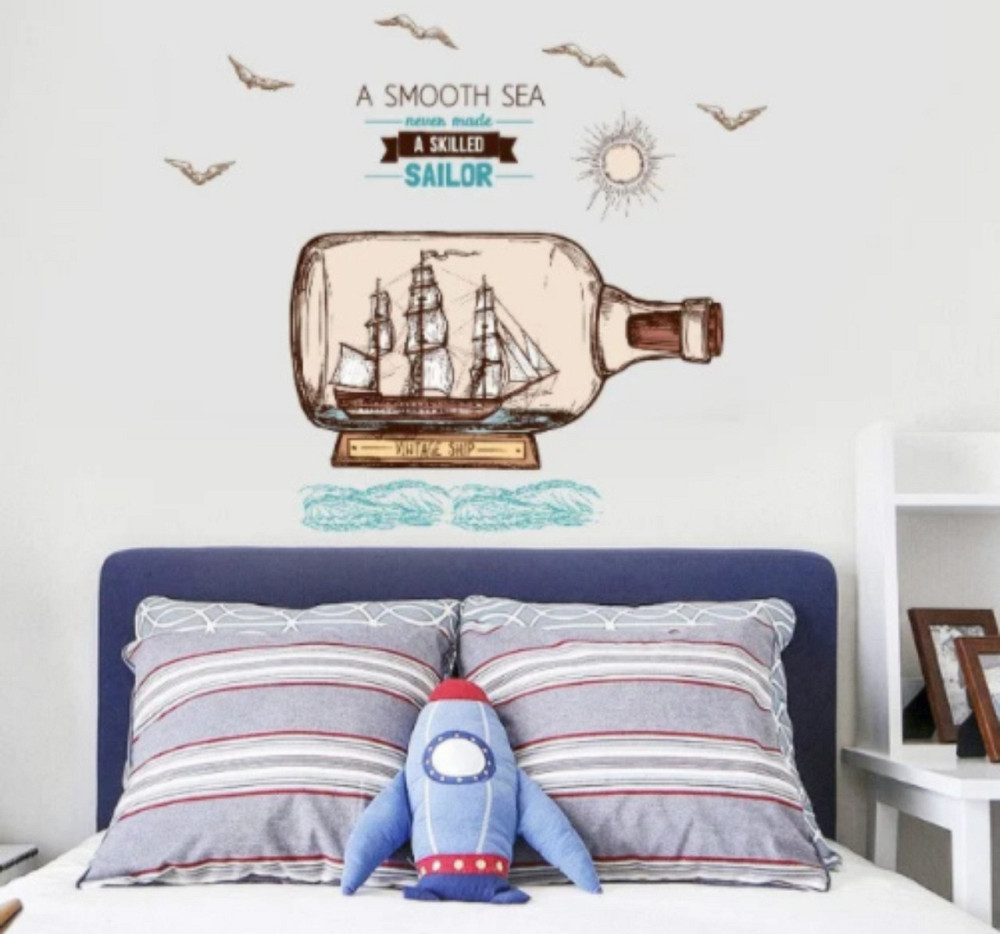 Наклейка декоративна на стіну Корабель у пляшці Київ - фото 5