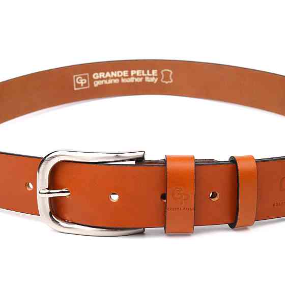 Якісний ремінь для чоловіків з натуральної шкіри Grande Pelle 21472 Рудий Київ