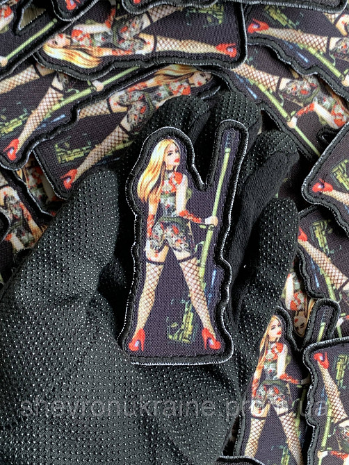 Печатный шеврон Девушка снайпер (Форма контурная. На липучке) Размер 9x5см Киев - изображение 6