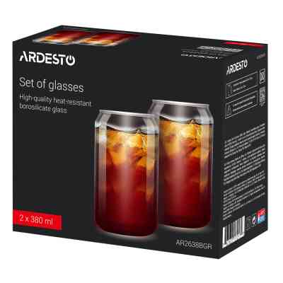 Набор стаканов Ardesto Jar 380 мл 2 шт прозорий (AR2638BGR) Винница