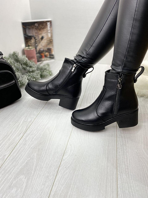 Жіночі черевики Б02-3516 чорні натуральна шкіра висота 13 см підошва 3 см (1132) Коломыя - изображение 3