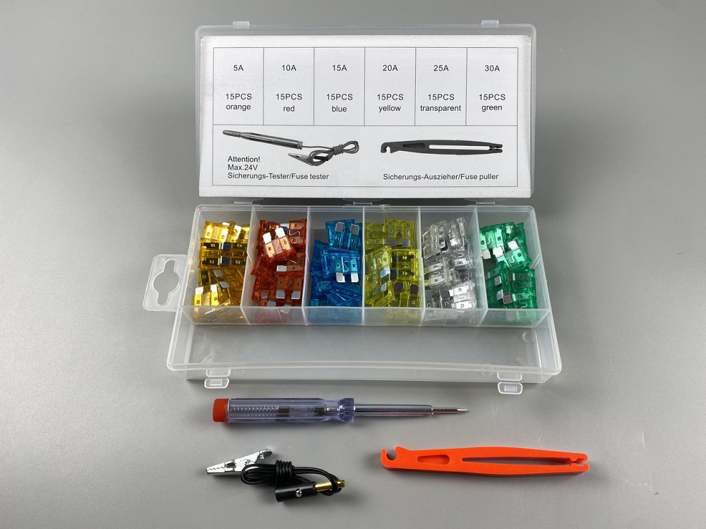 Набор предохранителей 93 шт  (5А, 10А, 15А, 20А, 25А, 30А) захват + тестер 6-24В пластиковый бокс Мукачево - изображение 6
