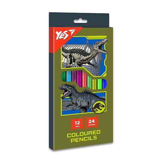 Олівці кольорові 12/24 кол. "Yes" Jurassic World двосторонні тригранні, 290748, шт Київ