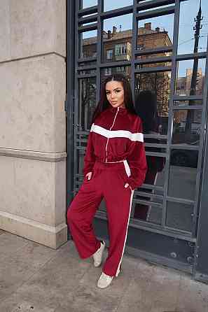 Женский стильный повседневный костюм двойка велюр спорт Бордо, 42/44 Одесса