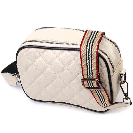 Сумка крос-боді прямокутна з натуральної шкіри Біла (Vintage) Київ