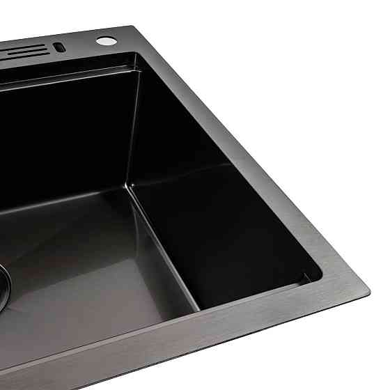 VALESO Кухонна мийка чорна PVD 60х50 з підставкою для ножів Киев