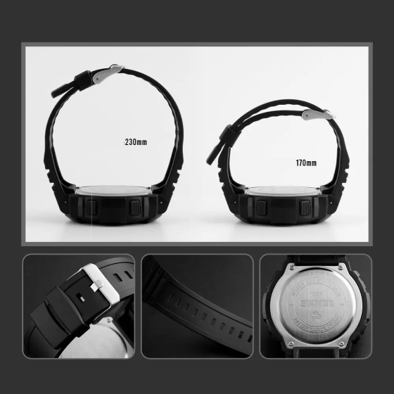 Чоловічий спортивний годинник Skmei 1367 (Чорний з білим) Київ