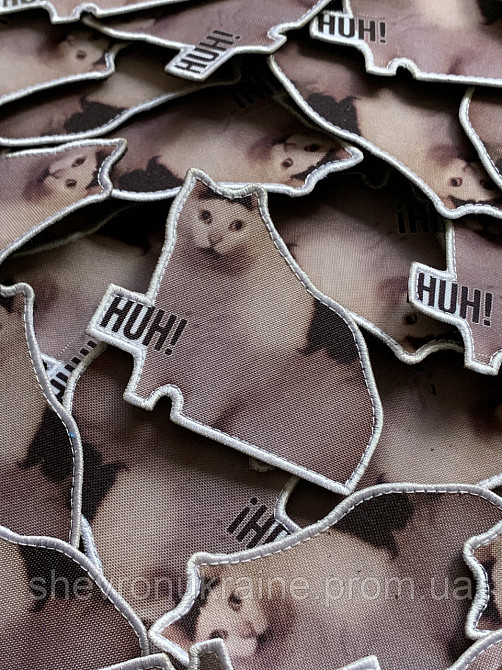 Друкований шеврон КІТ HUH! (Форма контурна. На липучці) Розмір 7x8.2см Київ - фото 3