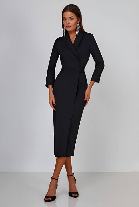Жіноча стримана сукня-піджак костюмка Чорний Одеса - фото 1