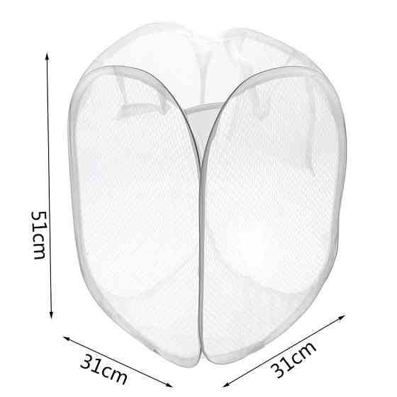 Корзина для белья в ванную комнату, корзина для вещей складная в сетку Белая 31х31х51 см Каменец-Подольский