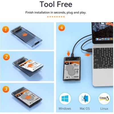 Карман внешний Maiwo 2.5" SATA/SSD HDD - USB3.1 Gen1 Type-C (K2510) Винница - изображение 7