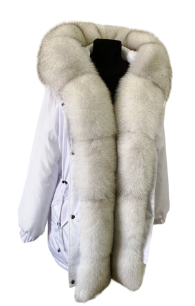 Парка зимняя женская с мехом песца Белый 60 75см Харьков
