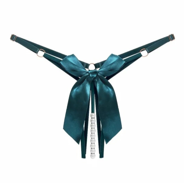 Труси з бусинками еротичні сексуальні жіночі one size зелений Київ - фото 1