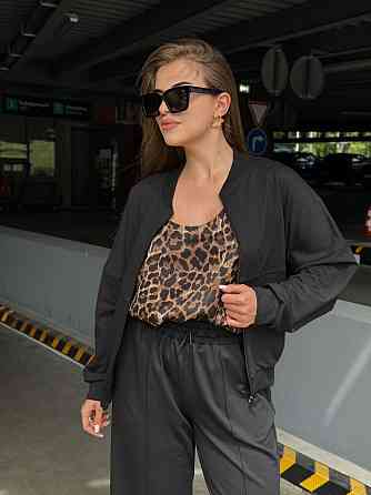 Женский костюм-двойка с широкими штанами 54/56 Черный Харьков