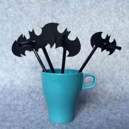 Украшения к Хэллоуину коктейльные трубочки 10 штук черный Киев