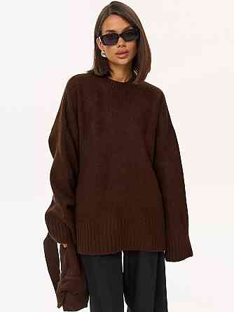 Женский базовый оверсайз свитер машинная вязка Шоколад Одесса