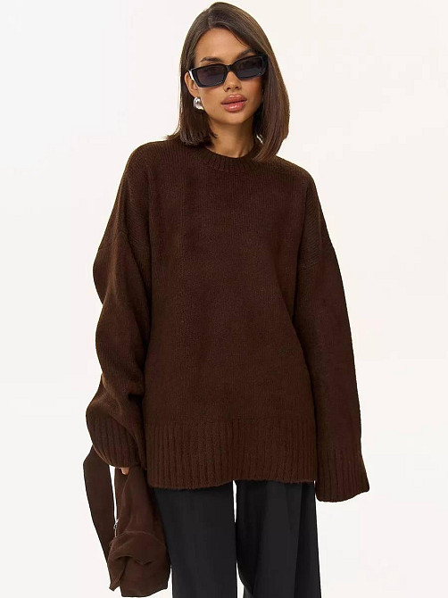 Женский базовый оверсайз свитер машинная вязка Шоколад Одесса - изображение 4