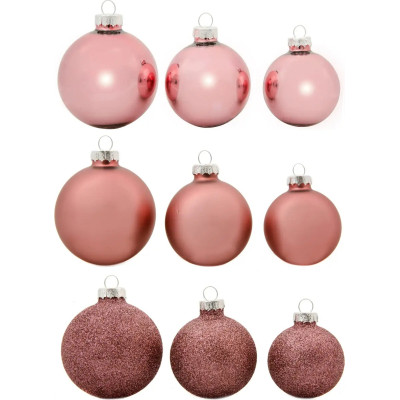 Ялинкова іграшка House Of Seasons Скляні кульки 26 шт D7 см D6 см D5 см Темно-рожеві (8720362102847) Вінниця - фото 1