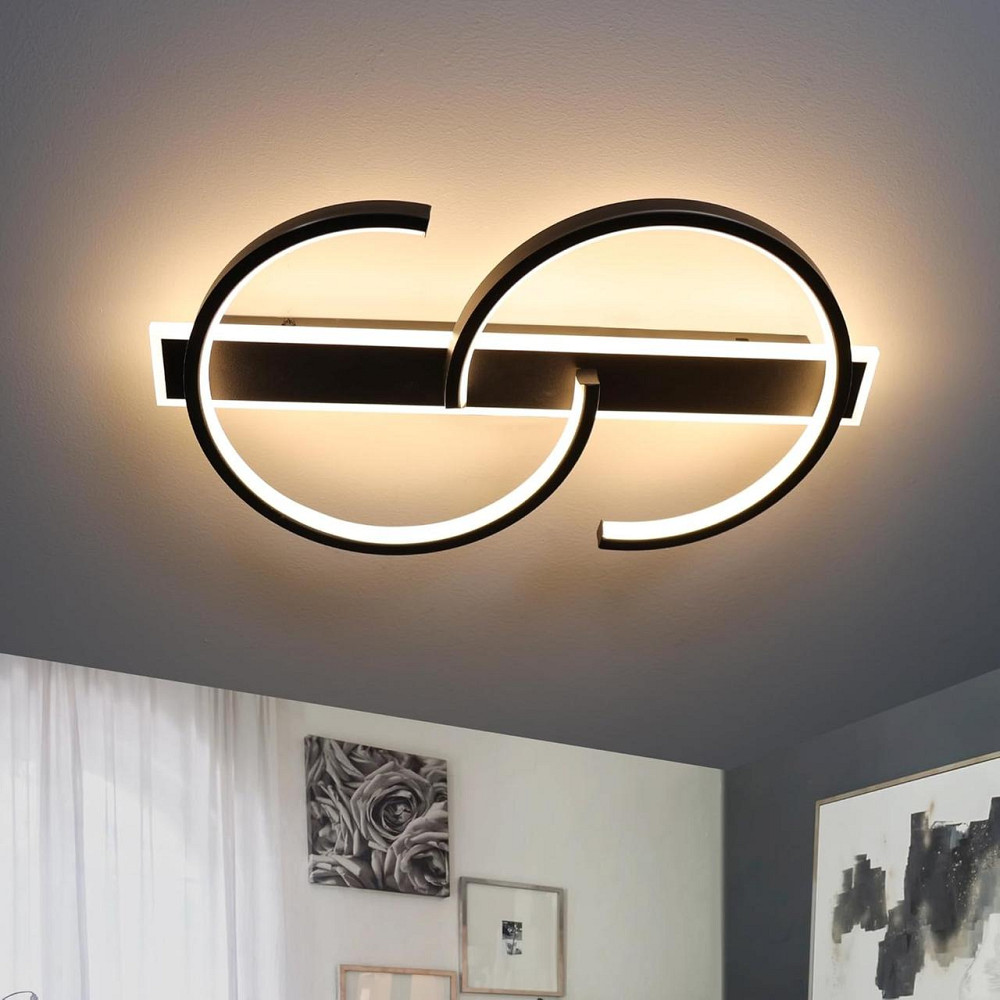 Стельовий LED світильник LUOLONG 35 Вт, 40 см, 3000–6000K, димер, пульт ДУ, подвійне кільце, чорний Київ - фото 9