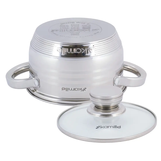 Каструля нержавіюча сталь 1,5л з кришкою порожнисті ручки 4910 KAMILLE Житомир - изображение 7