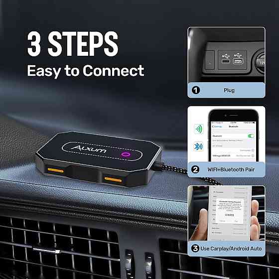 Автомобільний бездротовий адаптер Alxum для CarPlay Android Auto, для авто з дротовим CarPlay, Plug  Київ