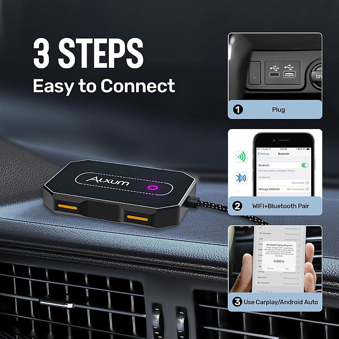 Автомобильный беспроводной адаптер для CarPlay Android Auto, для авто с проводным CarPlay, Plug & Pl Киев - изображение 5