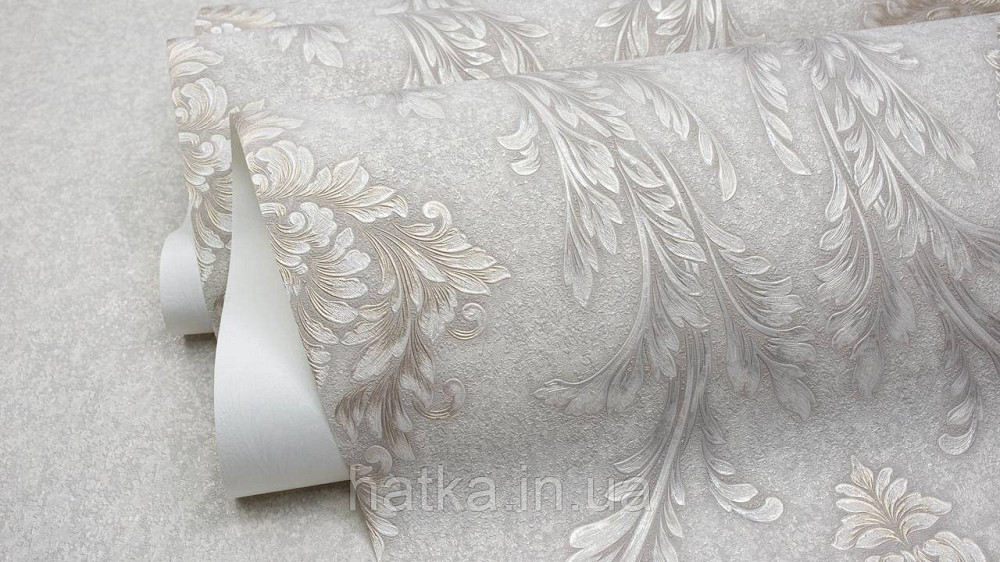 Шпалери метрові вінілові на флізеліні Sintra Classic класика вензелю візерунки структурні бронзові на сірому на білому 520048 Київ - фото 3