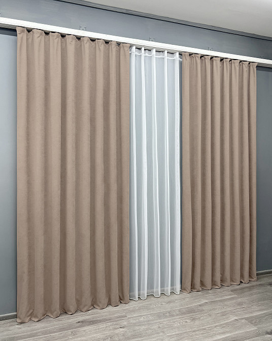 Комплект готовых штор VR-Textil Микровелюр Petek YL № 2016ш Какао 200х270 см 2 шт (32-370) Киев - изображение 4