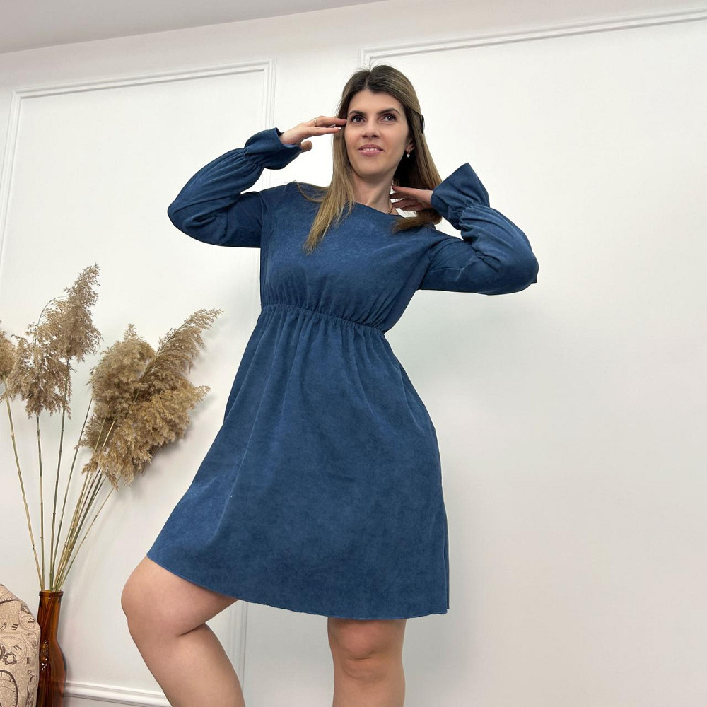 Вельветовое платье с завышенной талией Wesley батал 50-52, Трехнитка начес, Джинс Киев - изображение 5